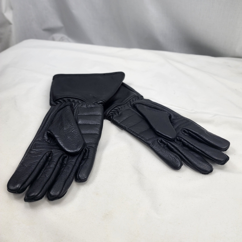 Harley-Davidson Black Leather Gloves with Metallic Details Women's Size Small - Picture 2 of 5